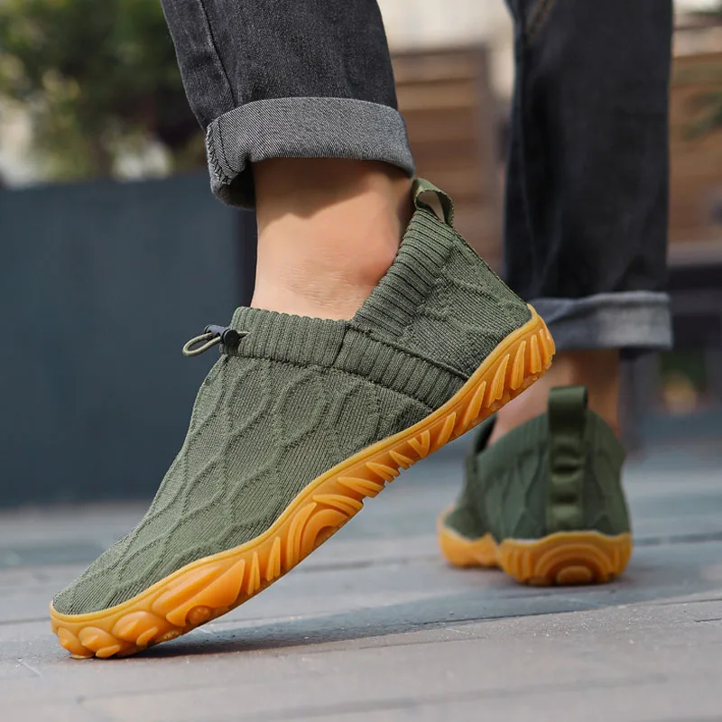 Men Sneakers Knitted Fitness Sports Shoes Elastic Band Slip-on Casual Shoes Male Trainers Non-slip Walking Jogging Running Shoes