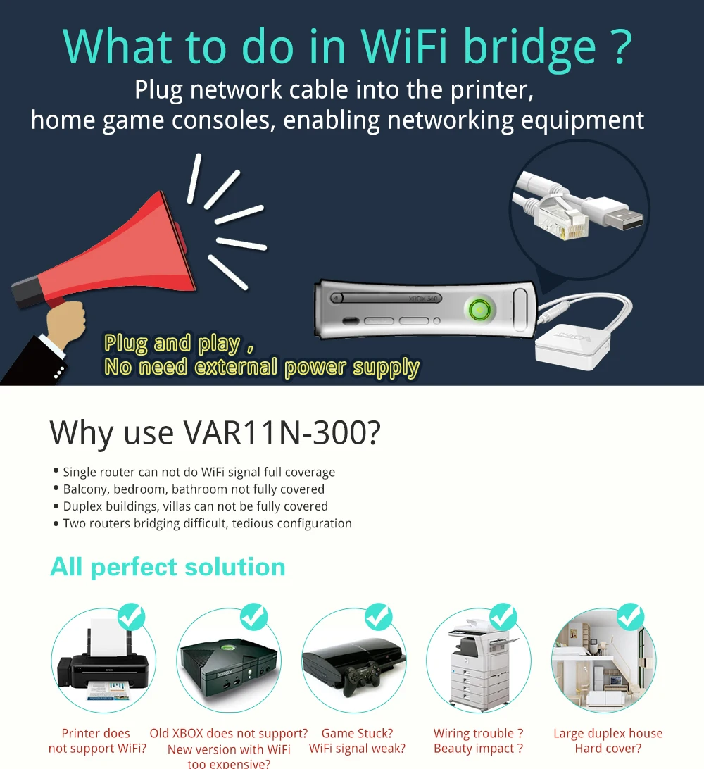 VONETS 2.4GHz WiFi Router Wireless Bridge Repeater WiFi Range Extender Amplifier Portable Wifi Hotspot for Travel VAR11N-300