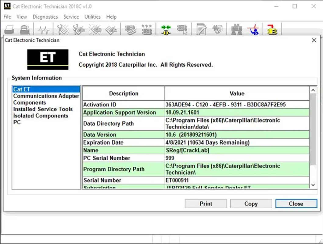 2025A 2023A 2021A 2022a For Red Cat 2019C 2017A Cat ET ET3 Electronic Technician Diagnostic Software with Unlock KeyGen Video Fr