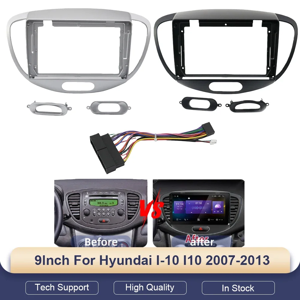 

9-дюймовая 2DIN рамка для автомагнитолы Hyundai I-10 (2007-2013) с большим экраном, панель для радио и стереосистемы