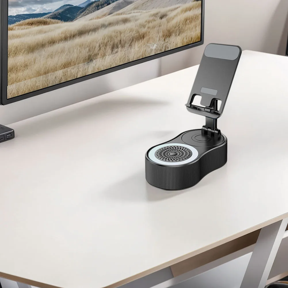 حامل الهاتف الخليوي مع مكبر صوت BT وبنك طاقة قابل للطي حامل جوّال بلاستيكي محمول حامل الهاتف المحمول هدايا عيد الميلاد للرجال والنساء