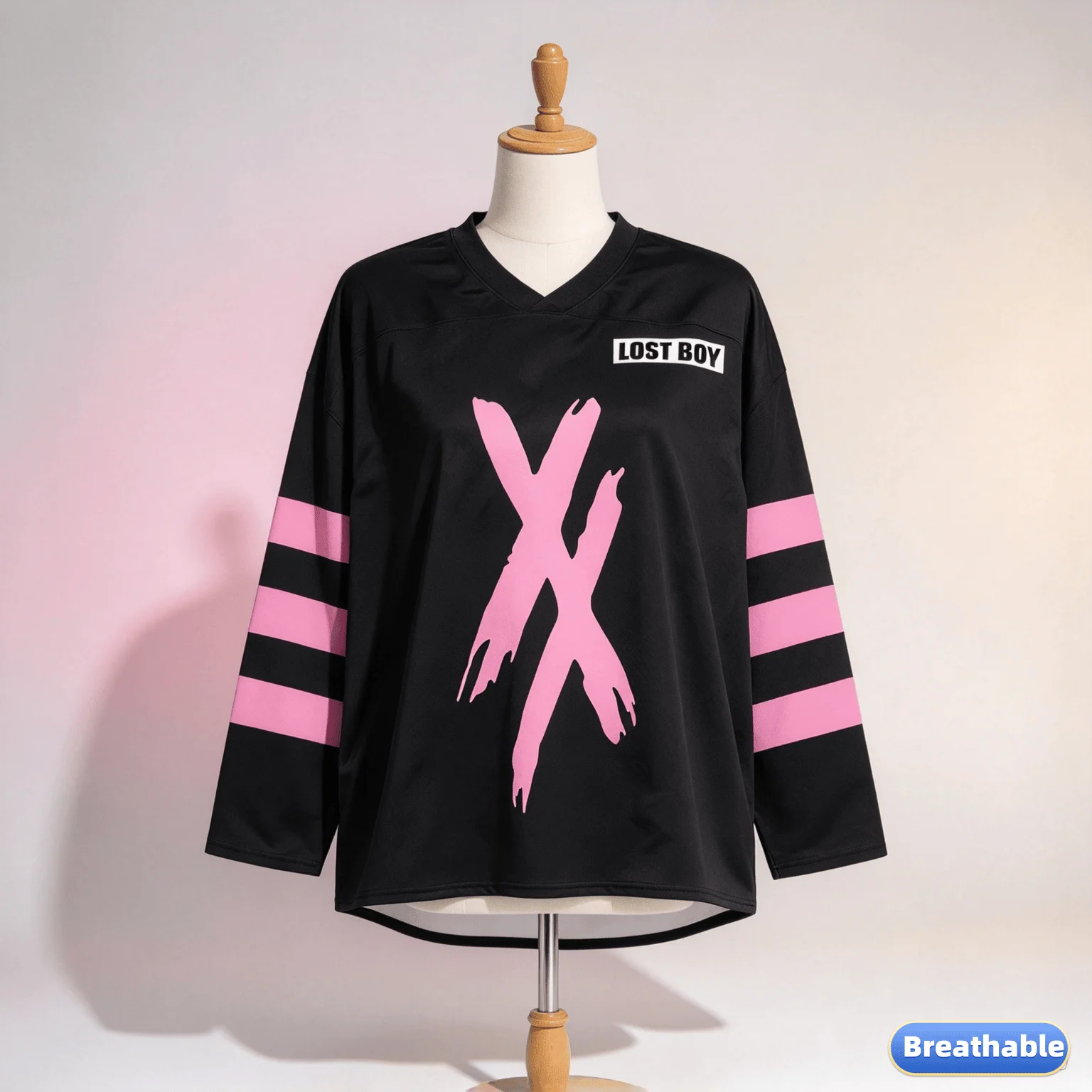 New Lost Boy Machine Gun Kelly MGK Football Shirt Summer Long Sleeve T-shirt Pattern Printed Merch Breathable Top Family Match