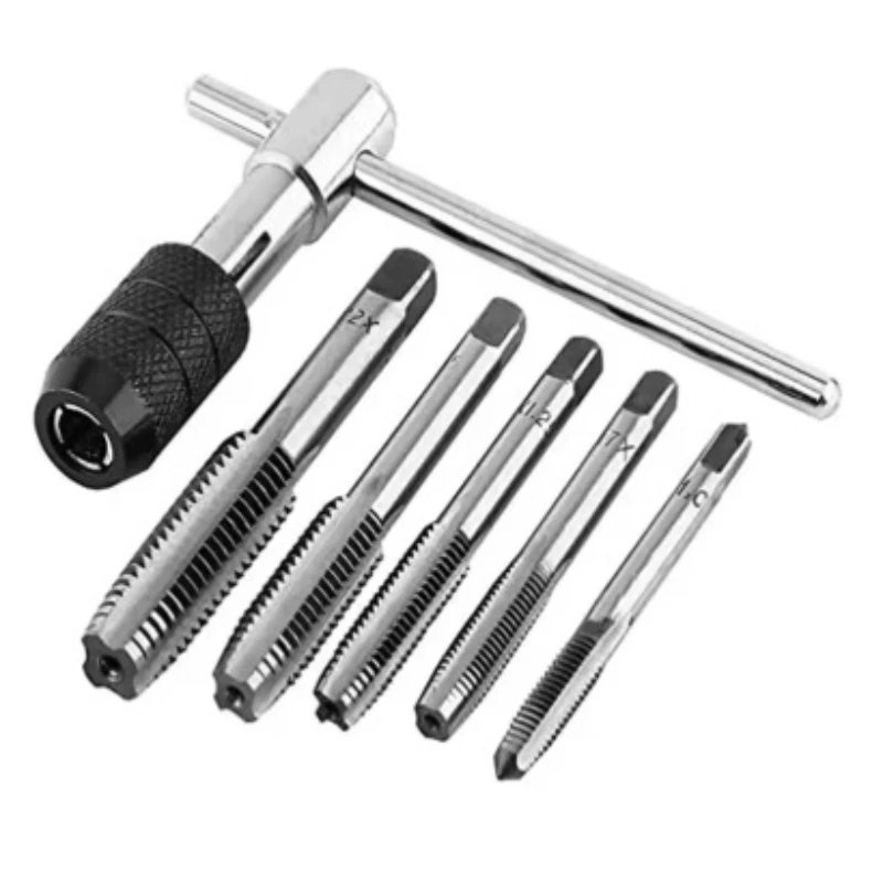 4-10pcs/set Hand operated straight groove tap M3-M12 Square Shank Thread Tapping Internal Thread Tapping Hand hardware Tools