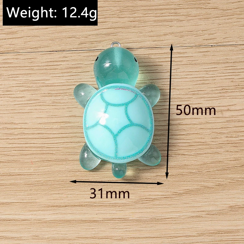 Tusember Niedliche Schildkröten-Anhänger aus Harz, bunte leuchtende Schildkröten-Charms für die Schmuckherstellung, handgefertigte Ohrringe, Halsketten, DIY – Detail 8