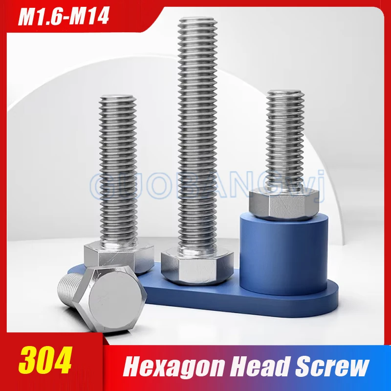 1-20Pcs M1.6 M2 M3 M4 M5 M6-M14 A2-70 304 Stainless Steel Metric Thread DIN933 Outside Hex Head Bolt External Hexagon Head Screw
