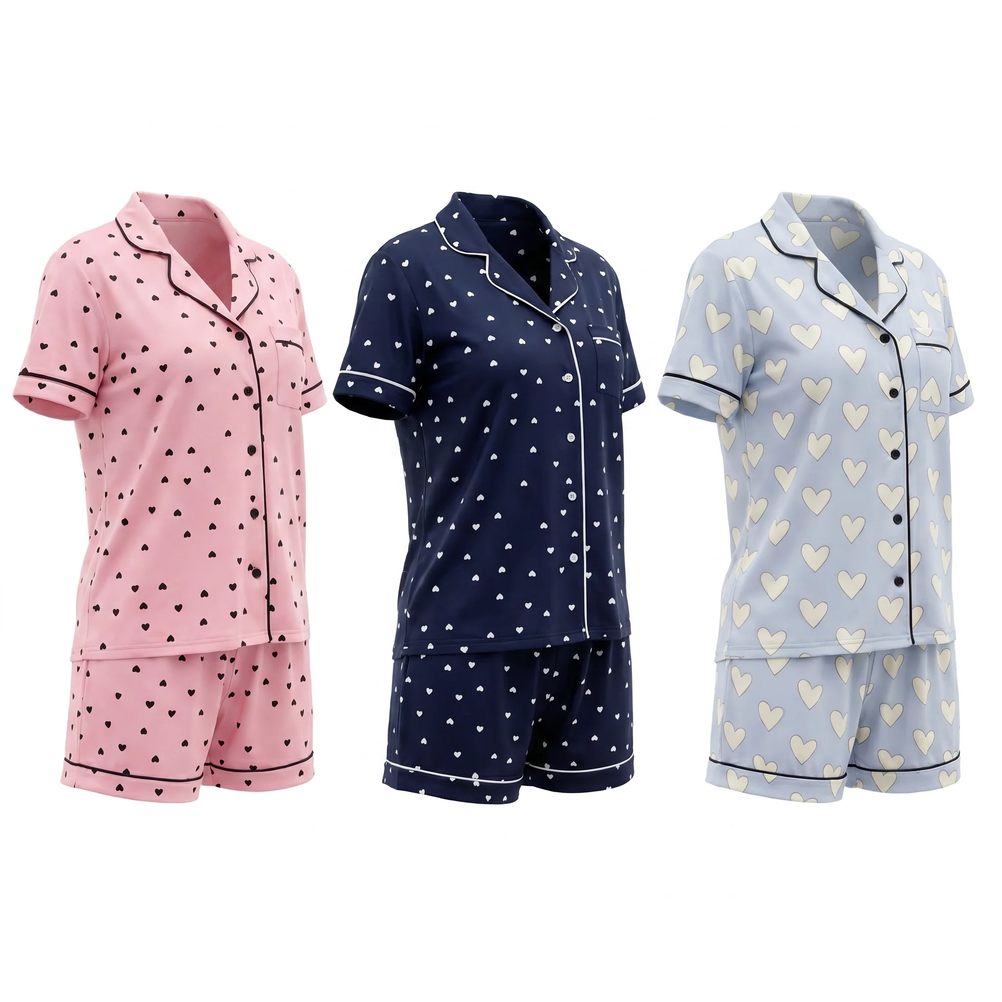 Summer Pajama Sets for Women Soft Breathable Pjs Sets Short Sleeve PJs Bottoms Pajamas Shorts for Women Causal Sleep Sets