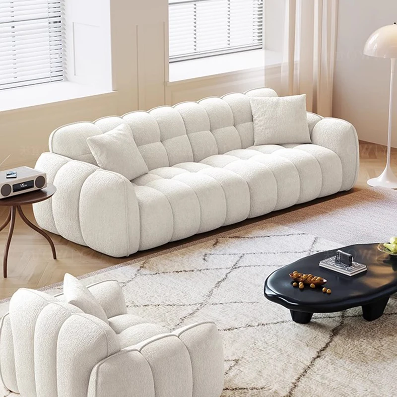 أرائك غرفة المعيشة على شكل سحابة لطيفة مقاس كبير على الطراز الصيني شرفة كريمية أرائك غرفة المعيشة البيضاء الرخيصة تصميم منزلي Sillon Cama