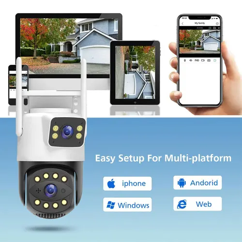 Imagen 2 del producto Cámara HD IP Wifi de 6MP para exteriores, lente Dual 5G, pantalla Dual, aplicación Icsee, seguimiento automático, Video de seguridad impermeable, vigilancia policial