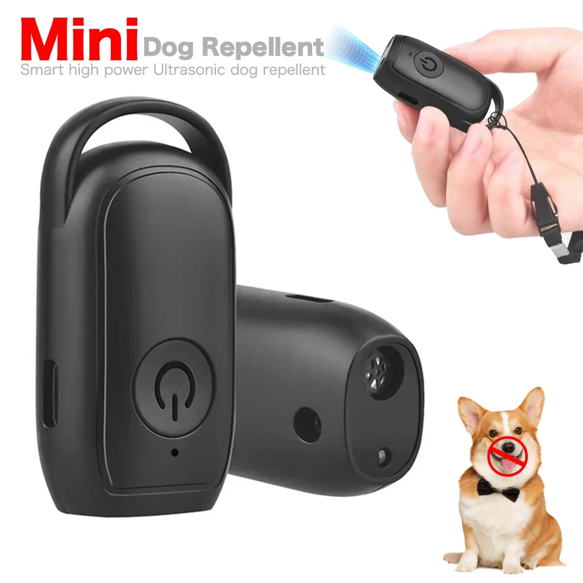 

8M 3 in 1 Mini High Power Ultrasonic Dog Repeller Pet Puppy Electric Anti-bark Training W/ Led Light Rechargeable Dogs Supplies