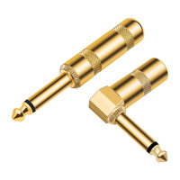 2Pcs 6.35mm Audio 1/4 Inch TS Plug DIY Audio Microphone Cable Straight Head Elbow Plug Guitar Cable Welding Plug for Home KTV