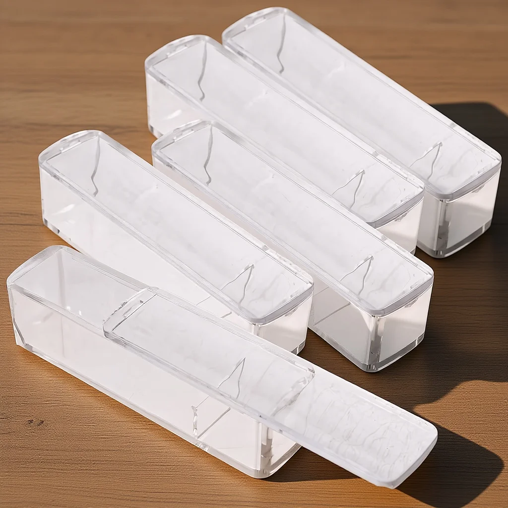 5 قطعة صندوق حامي الطوابع دائم البلاستيك ختم تخزين الحاويات المحمولة مكتب الختام حامل مستطيلة الشريحة غطاء #6