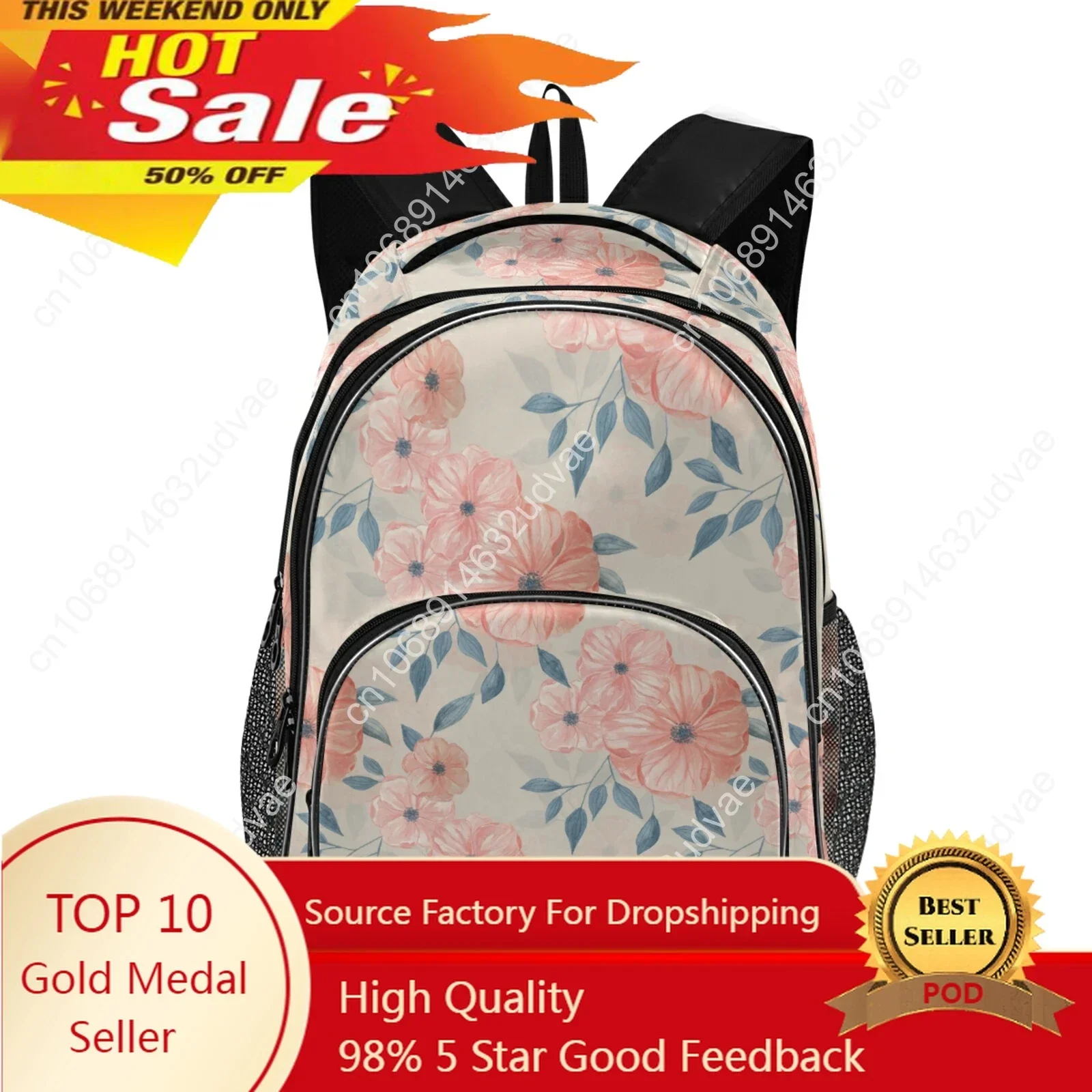 Sac à Dos d'École pour Adolescentes, Cartable de Princesse à Imprimé Floral, avec Chargeur USB, pour Élèves du Primaire, Nouvelle Collection 2022