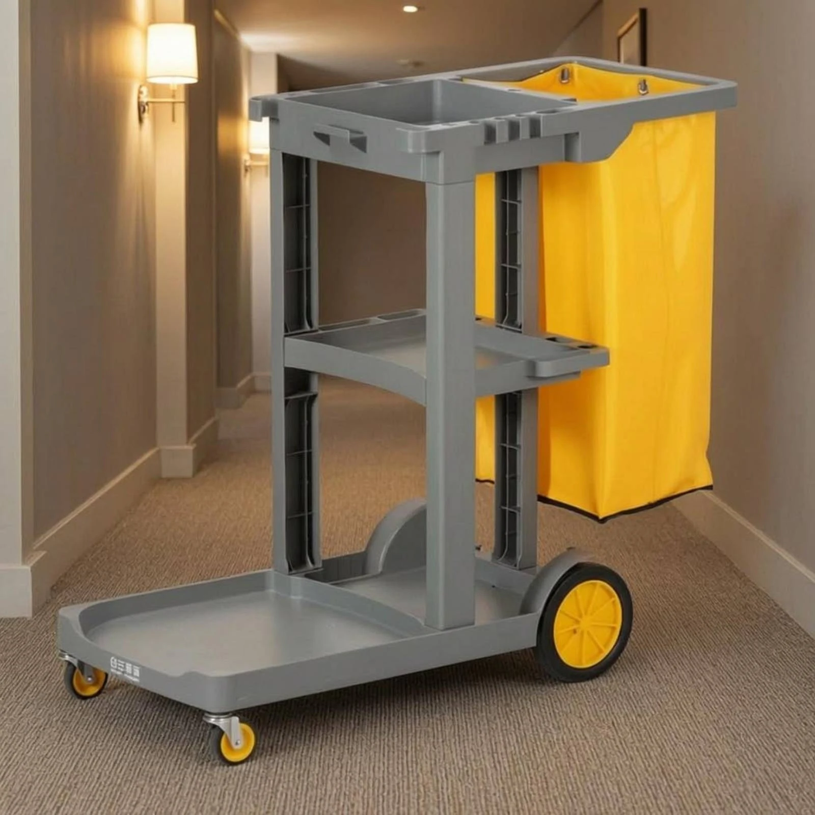 Rolling Cleaning Trolley uncoveredFrame Cleaning Trolley Household Organizer Textile Storage Bag Lower Tray