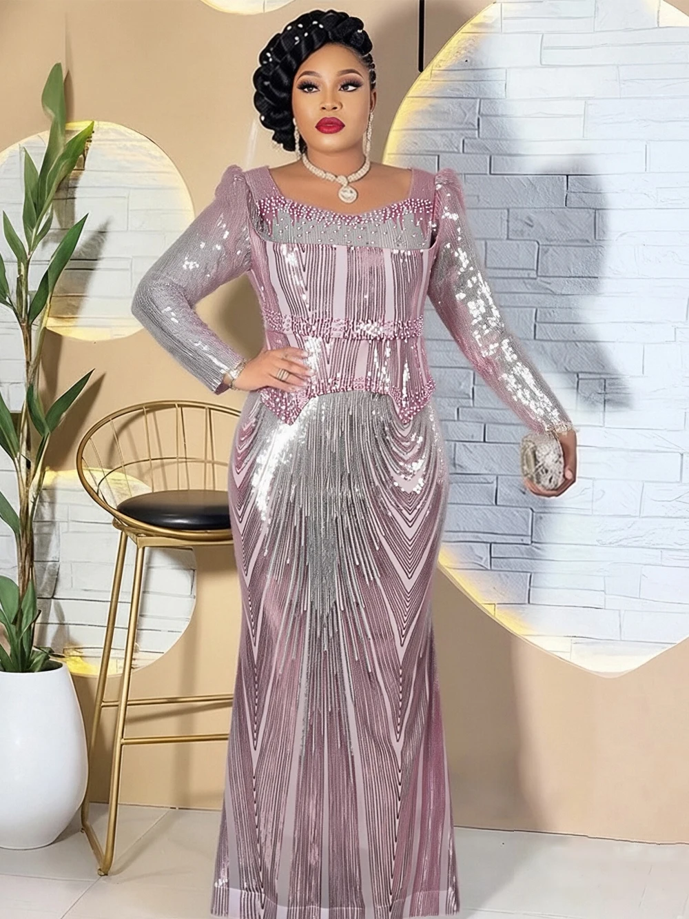 

Африканские длинные платья для женщин Dashiki, роскошные халаты с блестками, вечерние платья для свадебной вечеринки, дня рождения, 2026, африканская одежда, женское платье