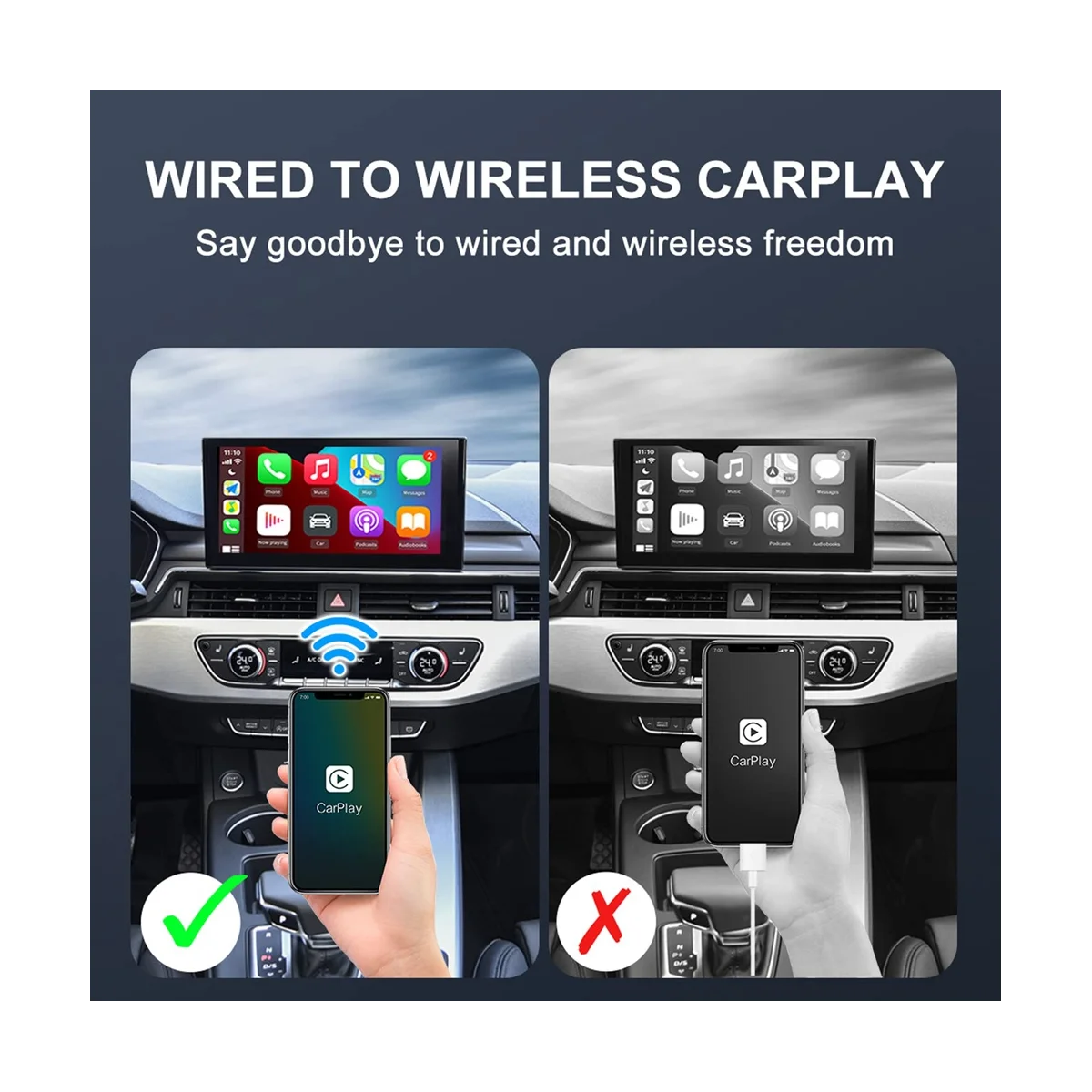 Wireless Android Auto CarPlay Adapter Upgrade 5Ghz WiFi CarPlay Dongle for Wired CarPlay Car Convert Wired to Wireless,B