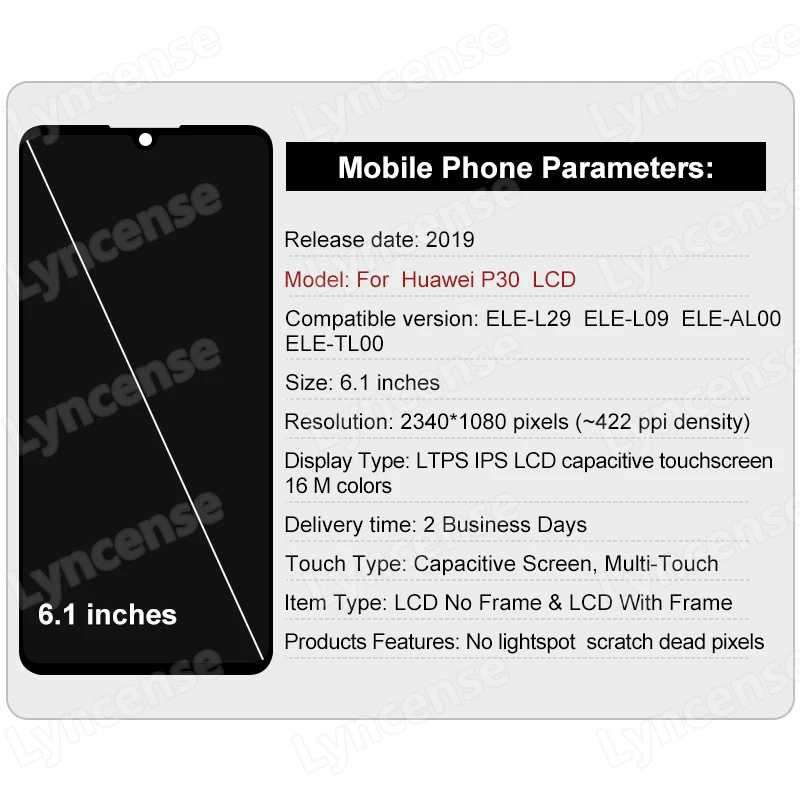 AMOLED For Huawei P30 LCD Display ELE-L29 ELE-L09 ELE-L04 LCD Touch Screen Digitizer P30 Display Assembly Replacement Parts