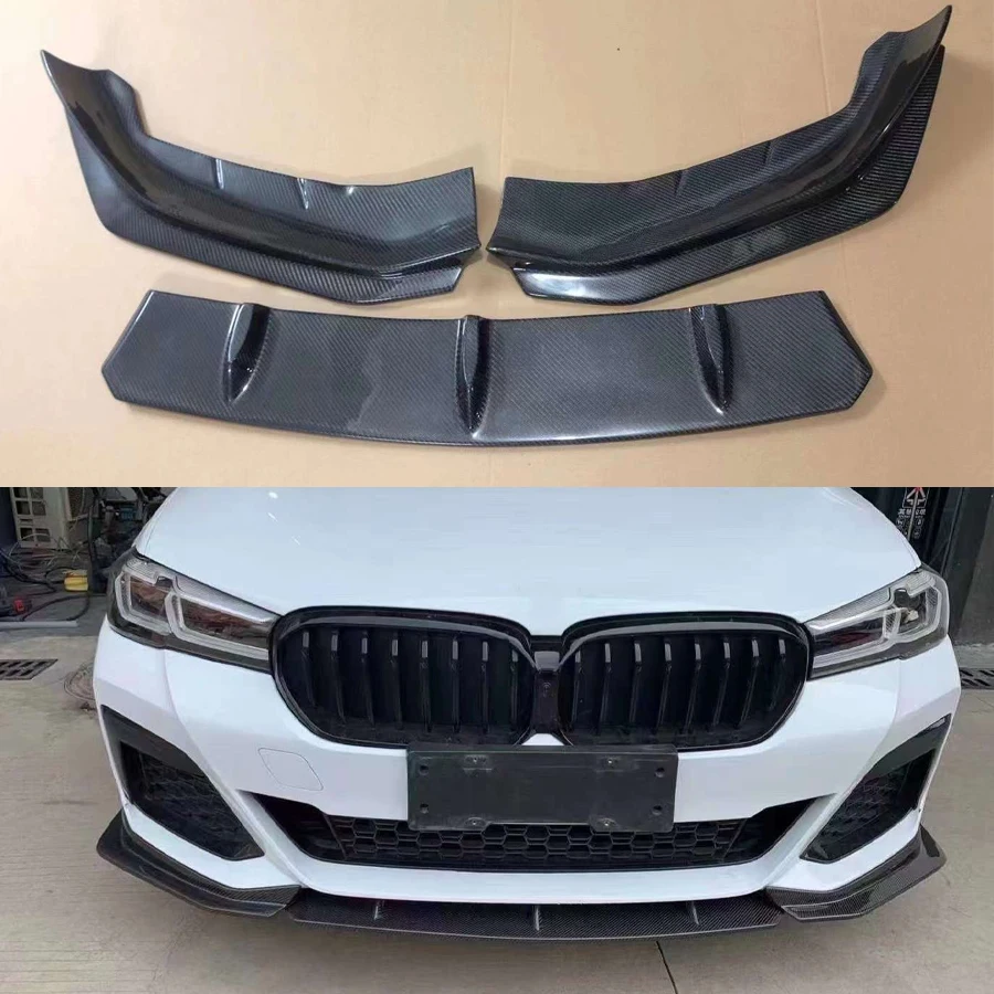 For BMW 5 Series G30 G38 530 540i 2021+ Carbon Fiber Car Front Bumper Diverter Spoiler Diffuser Front lip chin Upgrade body kit