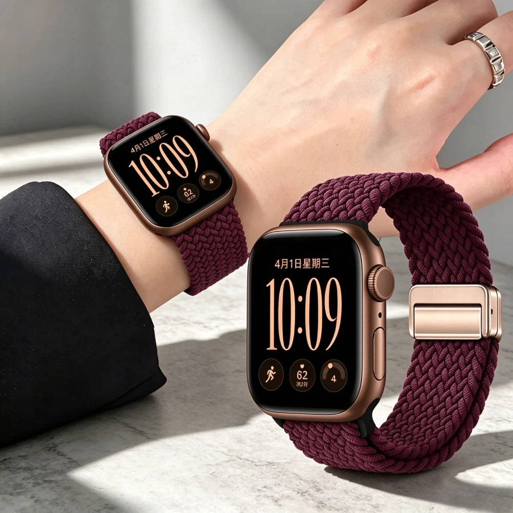 Nylonarmband für Apple Watch, 44/46 mm, 45 mm, 42 mm, mit Magnetverschluss, passend für iWatch Series SE 12, 11, 10, 7, 5, 6, 8, 9, Ultra, 4, 3, 49 mm.