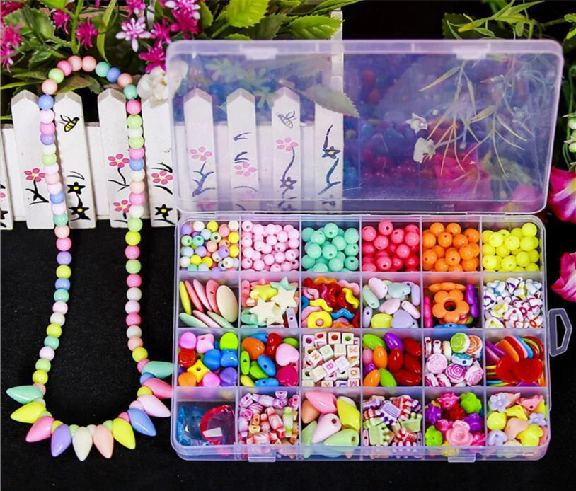 DIY Handmade Beaded Toy with Accessory Set Children Creative 24 Grid Girl Jewelry Making Toys Educational Toys Children Gift