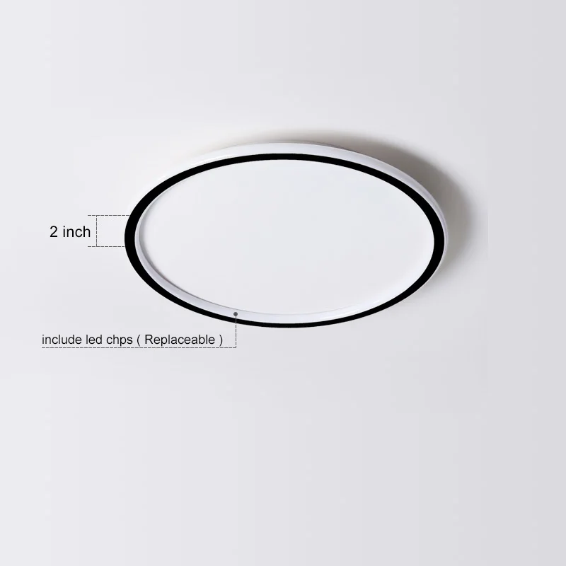 Modern Surface Mounted Led Ring Ceiling Lights Living Room Bedroom Decoration Kitchen Chandeliers Fixtures Black Lamp Dimming