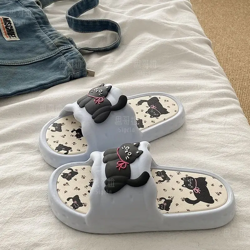 الطباعة لطيف الدب النساء النعال الصيف داخلي لينة الكرتون الصنادل الحمام المضادة للانزلاق في الهواء الطلق مريح الرجال حذاء فاخر زوجين