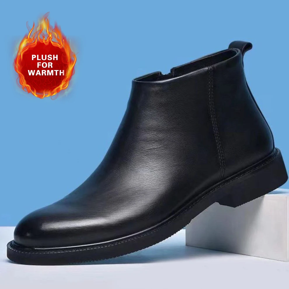 Męskie skórzane buty Chelsea Boots Solid Color Business Dress Botas Para Hombres Microfiber Tenis Masculine Microfiber 2023 NOWOŚĆ
