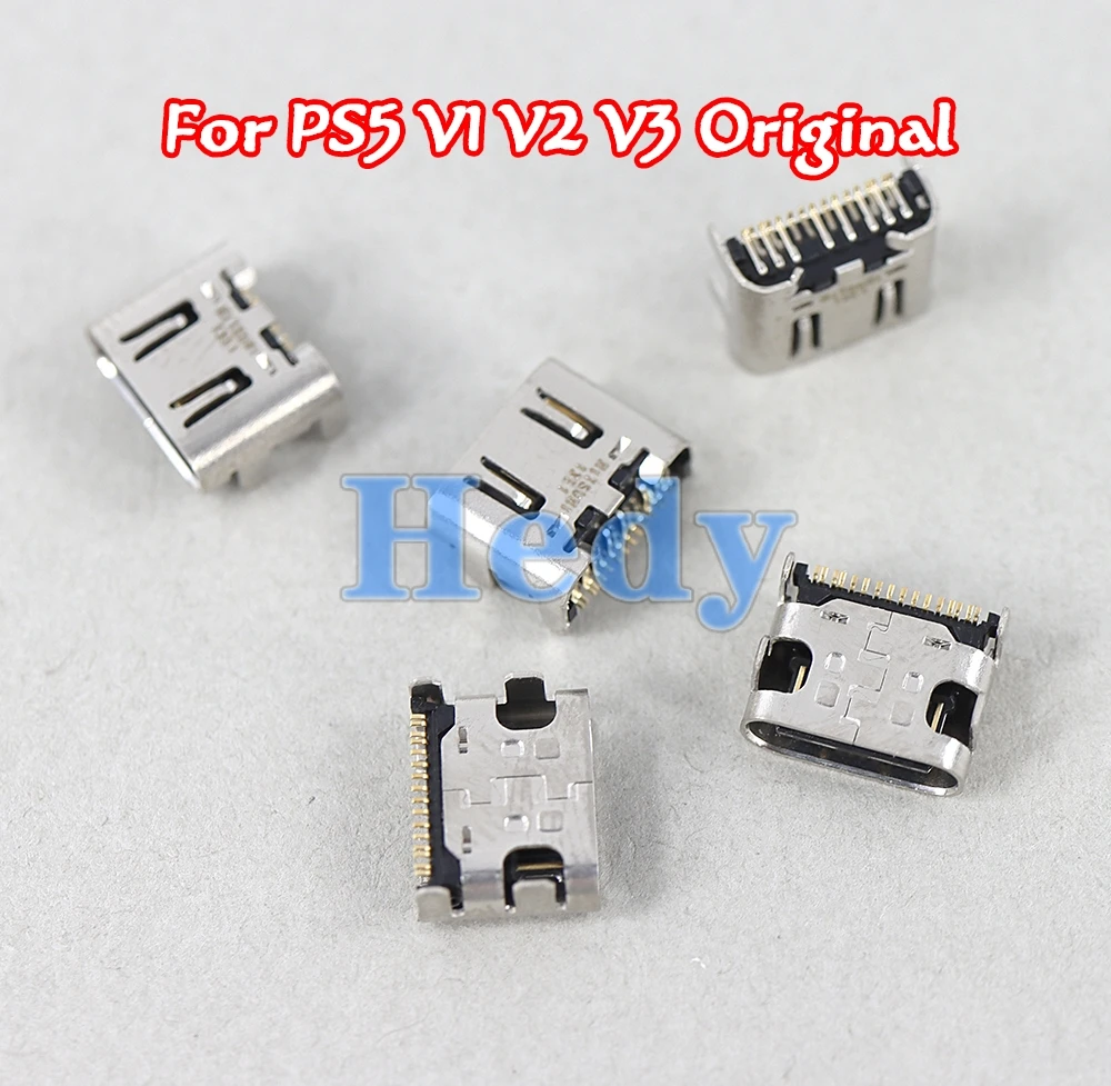 2 قطعة V1.0 2.0 3.0 الأصلي OEM الذهب الشظية المقبس نوع C شاحن يو اس بي ميناء المقبس وصلة مرفاع لسوني PS5 تحكم V2 V3