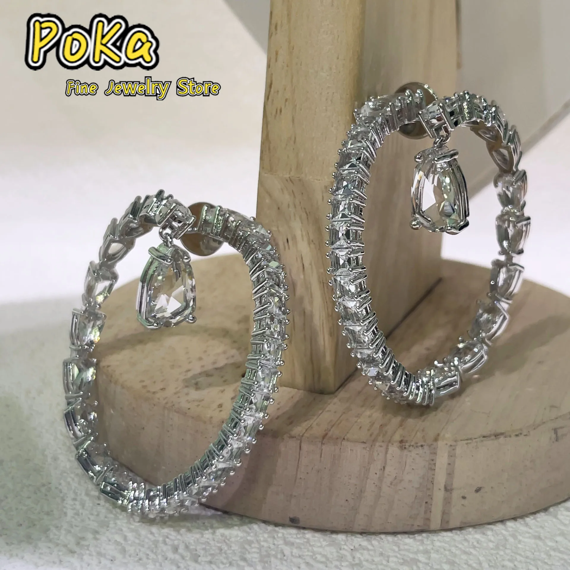 

High Quality Pear Shape Square Open Wide Bracelet Earrings Fashion Fine Jewelry Romantic Jewelry Gifts for Women