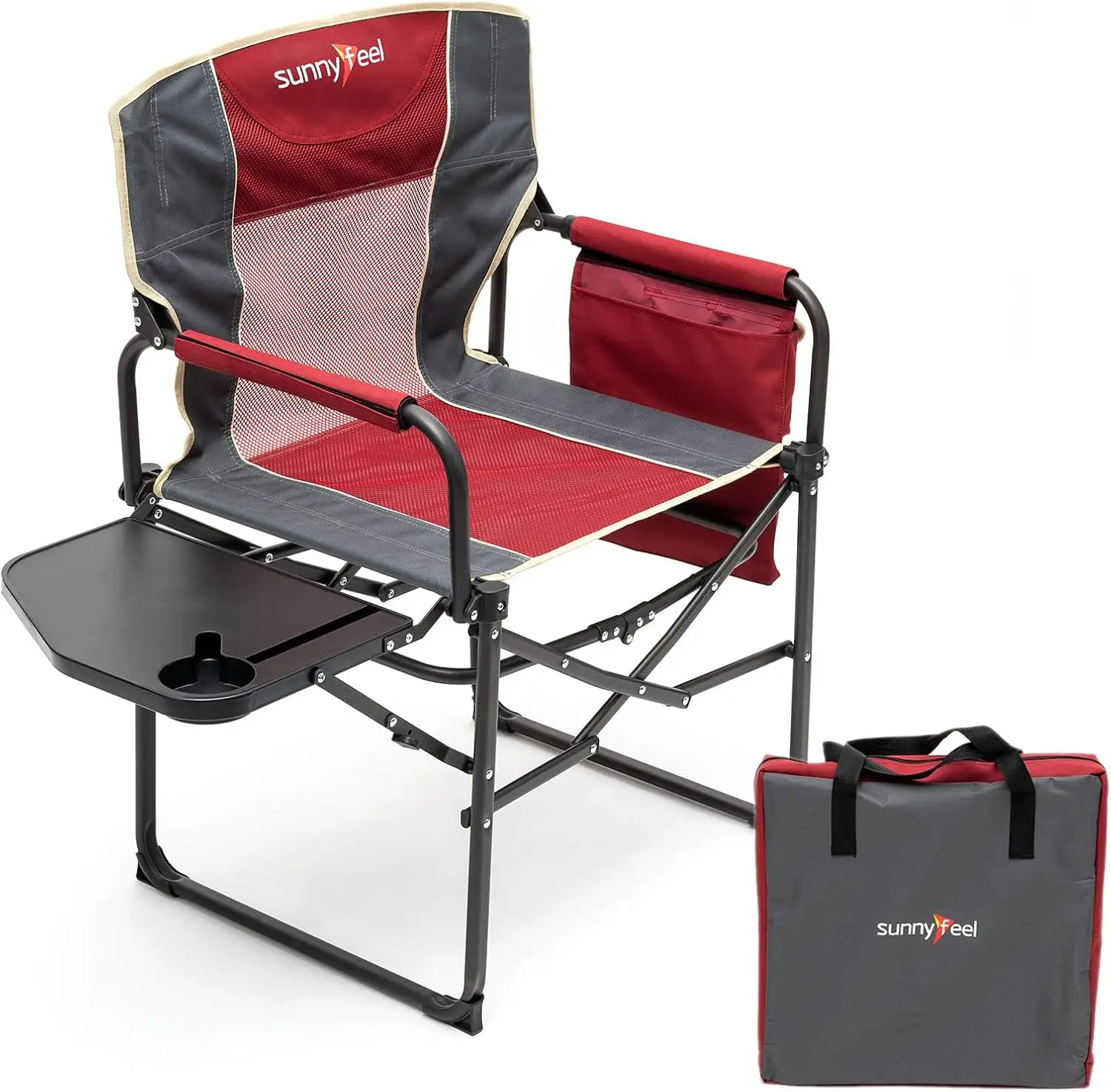 

Camping Directors Chair, Heavy Duty,Oversized Portable Folding Chair with Side Table, Pocket for Beach, Fishing,Trip,Picnic