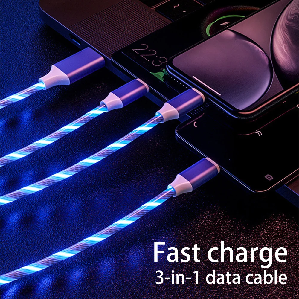 كابل شاحن سريع 3 في 1 USB من النوع C لأجهزة Android Xiaomi Huawei Samsung سلك شاحن الهاتف لأجهزة iPad iPhone