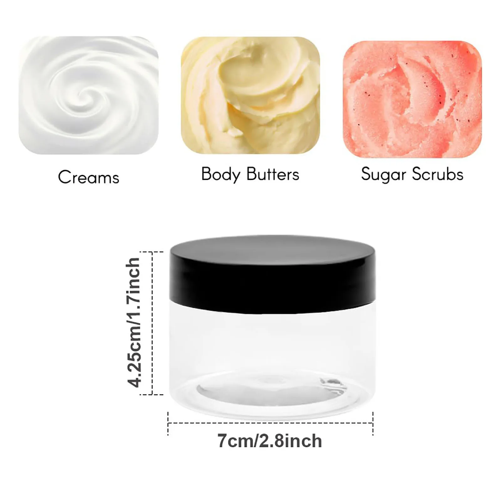 Picture 3: 24-6Pcs Round Wide-mouth Plastic Container Jars with Lids 100ml Lotion containers for Travel Storage Makeup Beauty Products