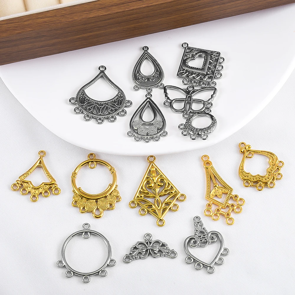

2pcs Stainless Steel Bohemian Porous Hollow Out Multiple Styles Pendant Charm For Women DIY Earring Jewelry Making Supplies