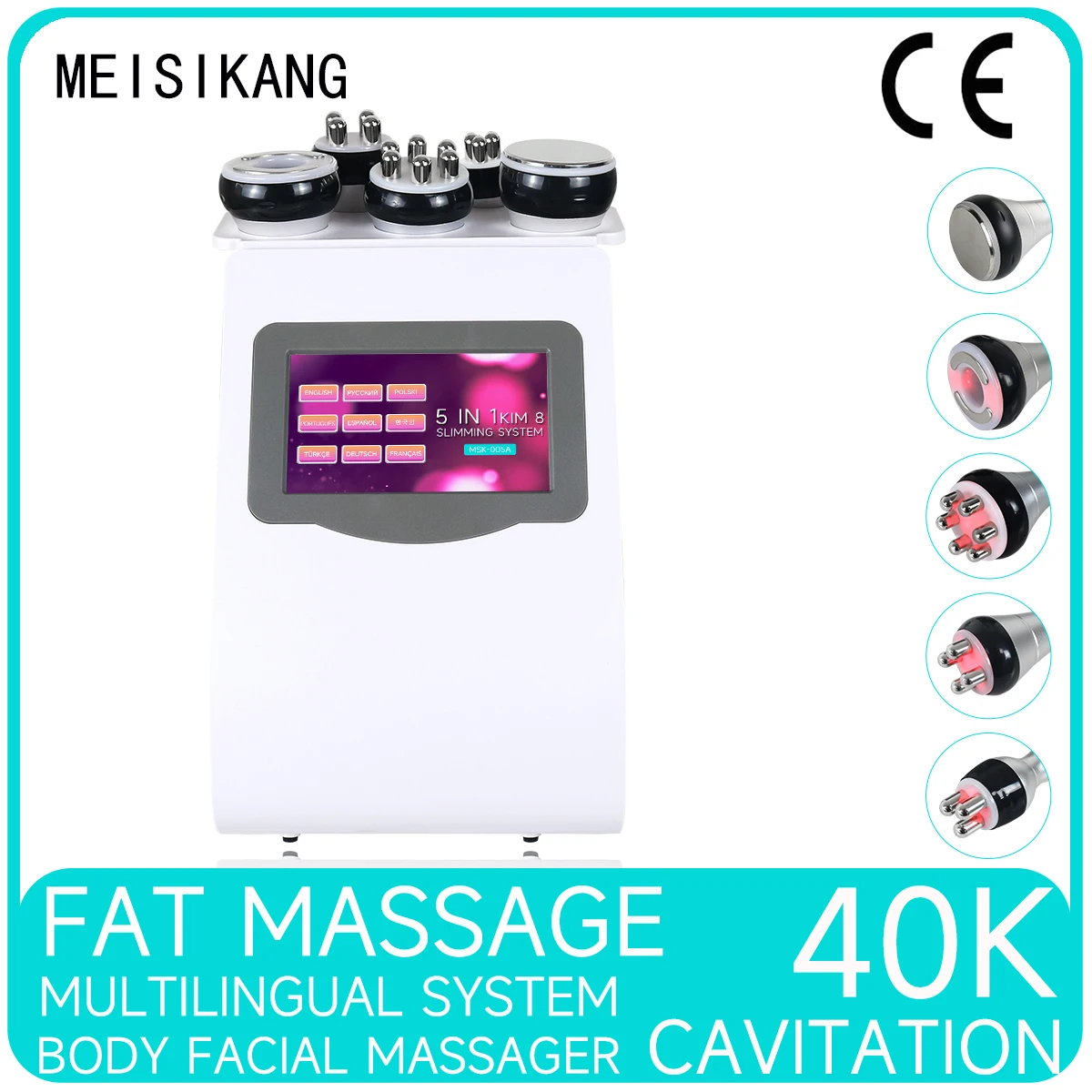 

MEISIKANG Kim 8 Apparatus Ultrasonic Cavitation Machine 5 In1 40K Metal Handles Vacuum Radio Frequency Skin Tightening