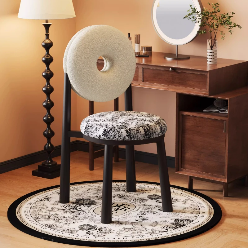 Medieval Style Dining Chair Home Kitchen Back Chair Antique Girls Room Bedroom Dressing Stool Senior Cloakroom Makeup Chair