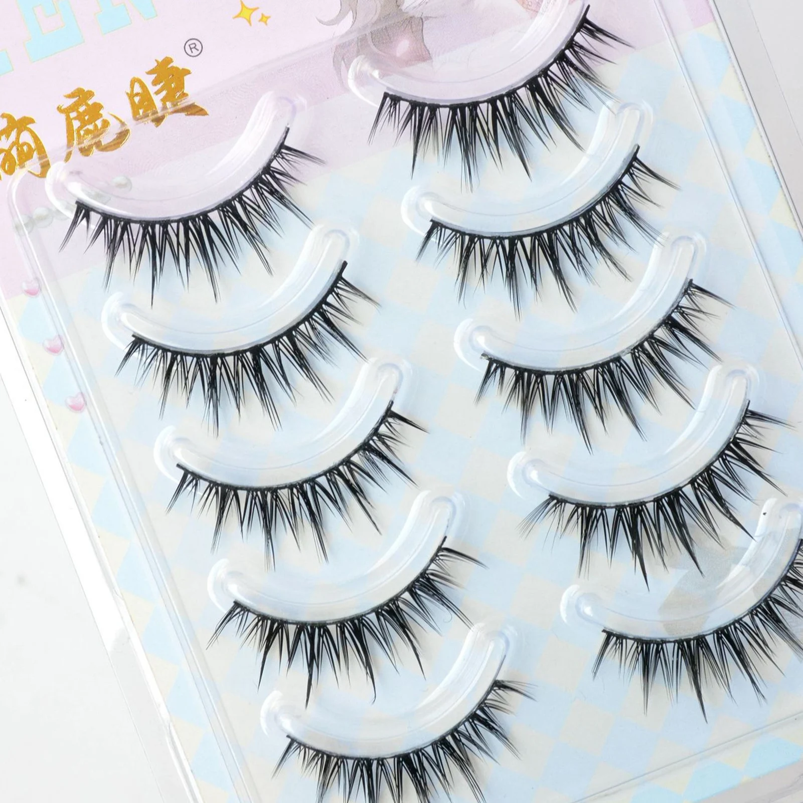 ขนตาปลอมแบบเต็มแถบ DIY สไตล์มังงะ ขนตาปลอมแบบโค้งงอนสไตล์เกาหลี ขนตาปลอมธรรมชาติ ดูหนาแน่น สำหรับผู้หญิง