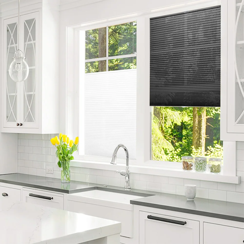 Pleated Blinds Curtains Self-Adhesive Semi-Blackout Windows Kitchen Home Door for Household Living Room Accessories