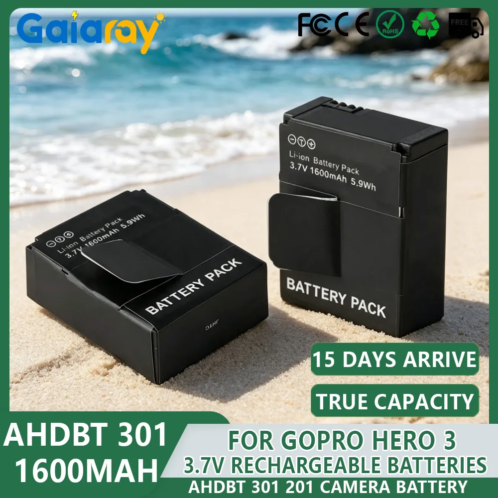 AHDBT 301 201 Batteries 1600mAh Rechargeable Battery AHDBT-301 Battery For GoPro Hero 3 Go Pro hero 3 3+ Action Camera Battery