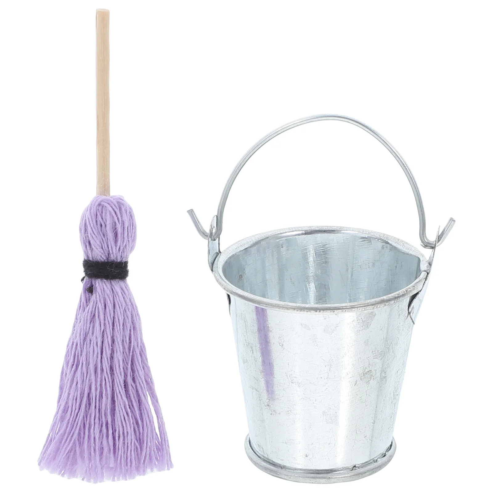 

1pcs Dollhouse Mop Bucket Set Miniature Cleaning Tools For Diy Home Scene Realistic Decor Photography Props Mini Iron Bucket