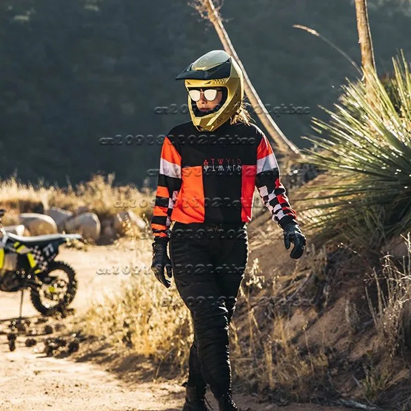เสื้อผ้ามอเตอร์ไซค์แขนยาวแห้งเร็ว, เสื้อผ้ามอเตอร์ไซค์สไตล์เรโทร, เสื้อยืดป้องกันแสงแดดและลดความเร็วสำหรับขับขี่ออฟโรด