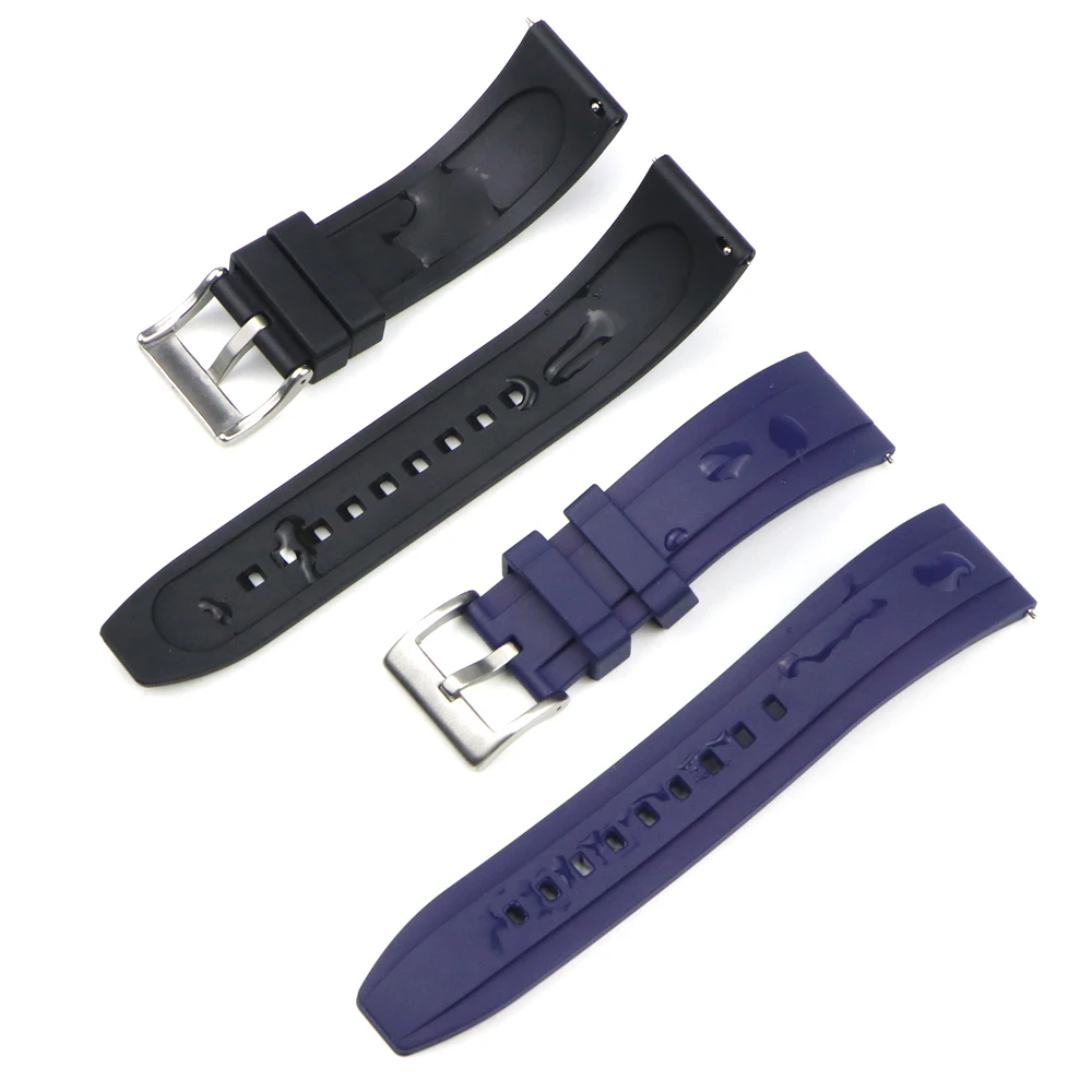 FKM Fluorine Rubber Watch Strap 20mm 22mm 24mm With Quick Release Waterproof Dustproof Sports Wacthband Diving Bracelet