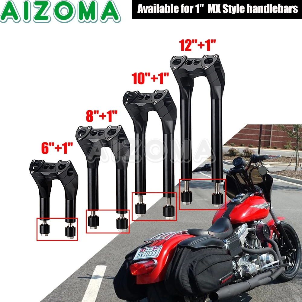 

Pullback Style Motorcycle 6" 8" 10" 12" Riser MX Handlebar Riser 25mm Drag Bar For Harley Sportster XL Street Bob Chopper Bobber