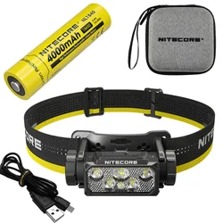 Original NITECOREHC60 UHE Headlamp 1600 Lumens Type-C Rechargeable LED Headlight Dual Beam + NL1840 4000mAh 18650 Li-ion Battery