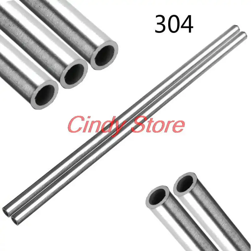 Silver Round 304 Stainless Steel Capillary Tube Pipe OD  3 4 5 6 7 8 10 12 mm Length 250mm Hollow Circular Tube