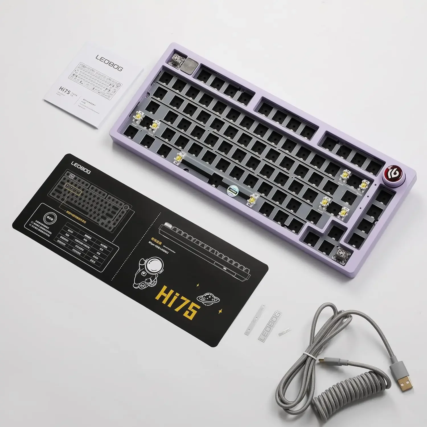 

DIY Aluminum Alloy Wired Mechanical Keyboard Kit Gasket-Mounted Gaming Keyboard Kit Hot Swappable Mode-Switching Knob