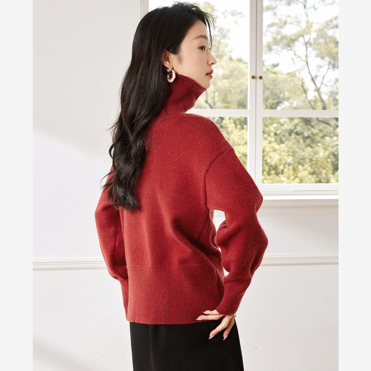 VIMLY, suéteres de punto para mujer, cuello alto informal, ropa de oficina holgada y elástica, jerséis gruesos para mujer, ropa de invierno 2025 para mujer 73612