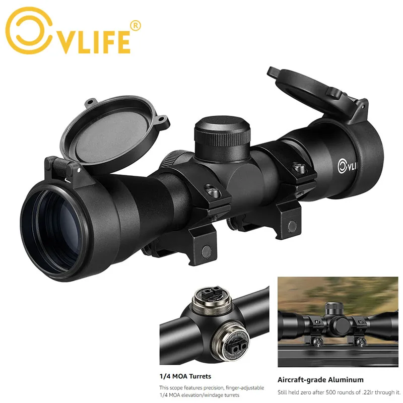 

CVLIFE JackalHowl 4X32 Compact Rifle Scope for .22 Caliber Rifles Handgun with BDC Reticle 20mm Picatinny for Medium to Long-Ran