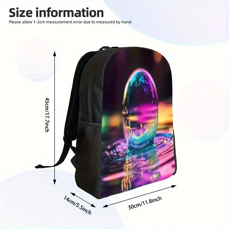 

Women's Bubble Dream Backpack with Rainbow Bubble Print - Large Capacity School Bag, Lightweight and Durable Polyester