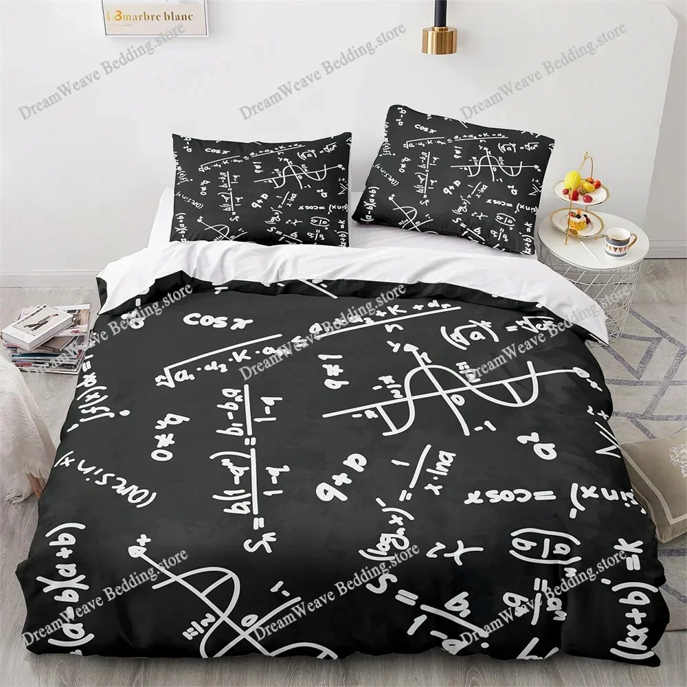 New 3D Printed Mathematical Formula Bedding Set Cartoon Duvet Cover Double Twin Full Queen King Adult Kid Bedclothes Quilt Cover