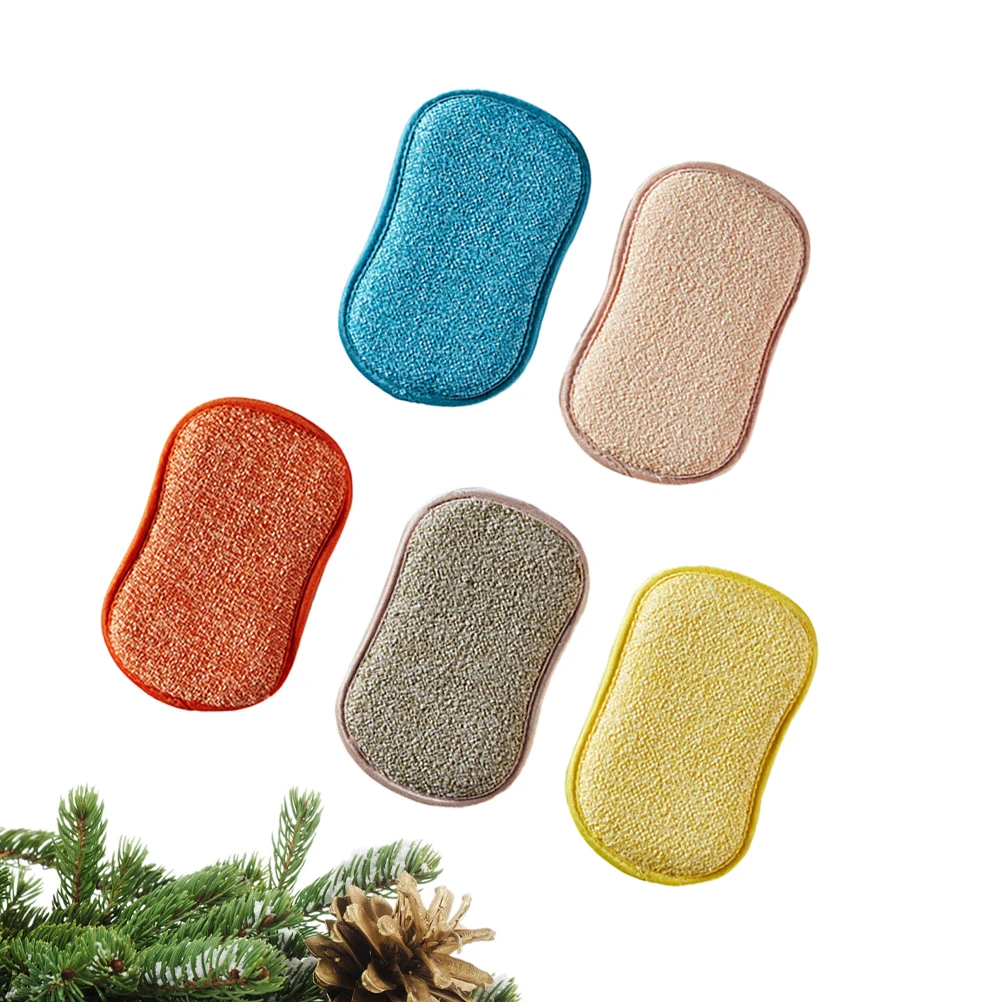 

5Pcs Wash Sponge Cloth Safe Simple Stylish Microfiber Water Absorbing Easy Clean Dishes Plates