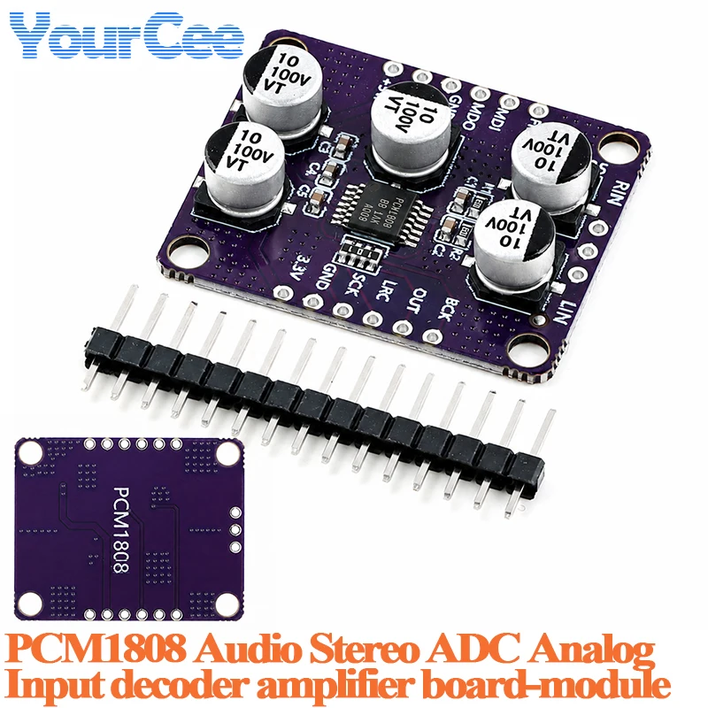 5pcs/1pc PCM1808 Stereo Audio ADC Module 24Bit Single-Ended Analog Input I2S Output Decoder Board For DSP STM32 ESP32 Audio